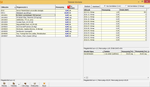 Beszállítás felvitel listából