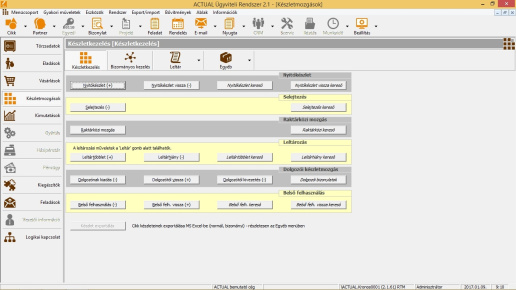 Készletkezelési funkciók